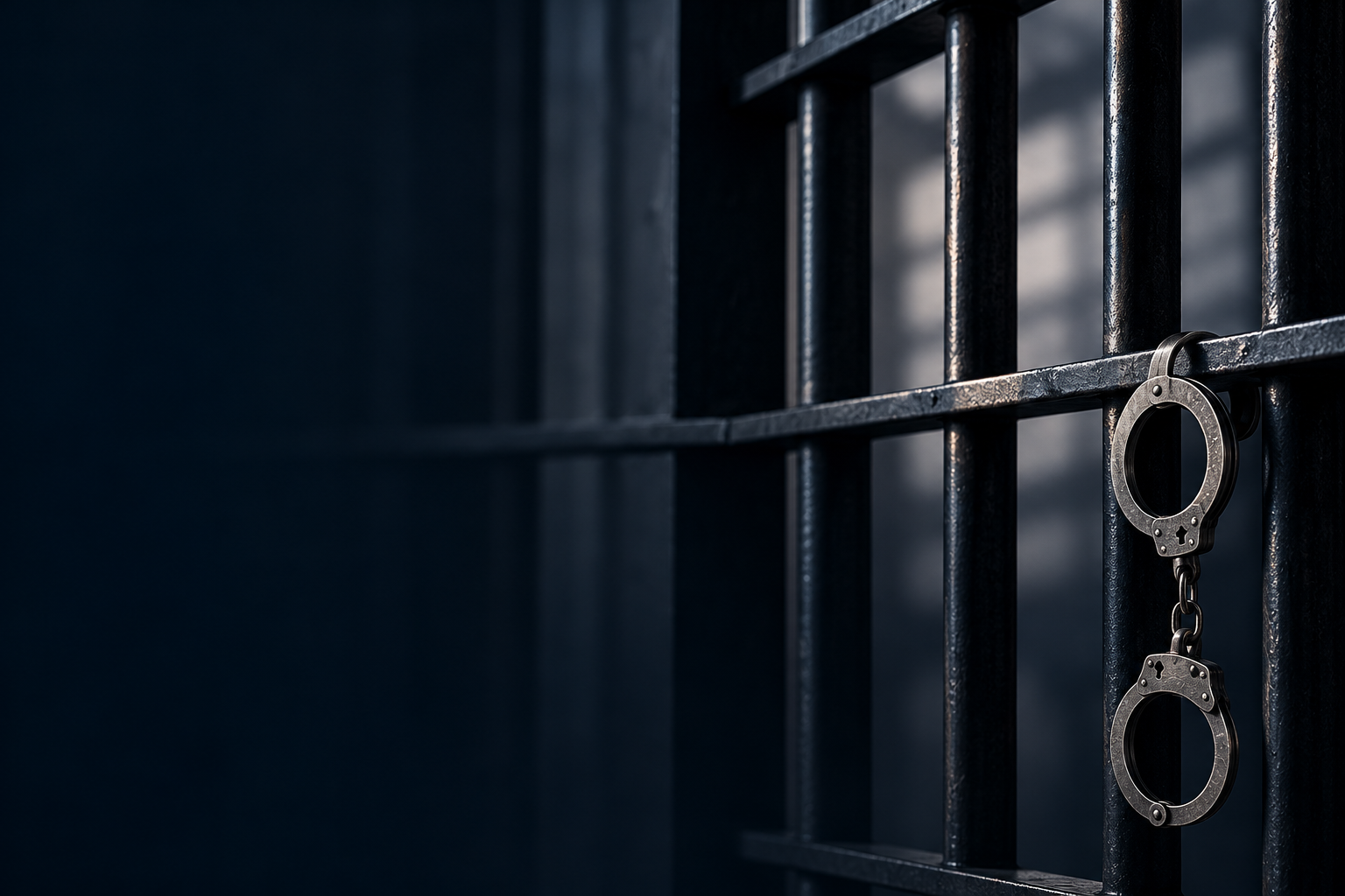 Illustrative handcuffs and steel bars, without institutional identification